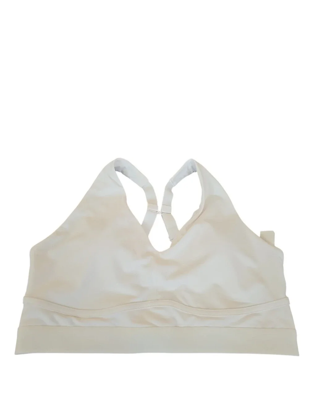 Fabletics All Day Every Day Low Impact Bra White V-Neck Sports Bra Sz Large New